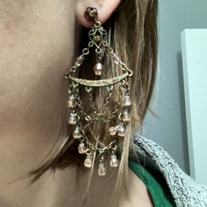 Lightweight dangly earrings in antique matte bronze/gold-look finish